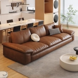 2025 новый итальянский стиль минималистский античный стиль коричневый диван маленькая квартира гостиная современный простой прямой ряд три или четыре человека