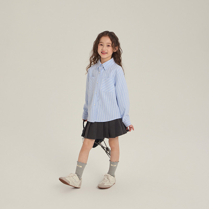 叮羊羊儿童学院风条纹衬衫2025秋季新款男女童百搭长袖衬衣外套,淘宝优惠券,粉丝福利购,淘宝优惠卷