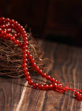 天然正品水晶红玛瑙编制佛珠手链