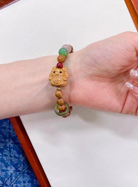 精品文玩库克手串太阳石圆珠单圈手串念珠佛珠文玩手链货源