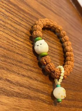 新款金刚菩提单圈手链搭配根付老虎菩提猫爪文玩饰品佛珠手串