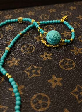 新品原创菱镁矿财神项链女复古西洋宫廷风