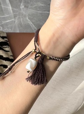 纯手工编绳搭配虎牙天珠手串手链文玩手串男女念珠佛珠DIY创意