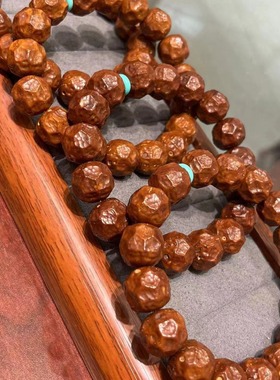 招财紫金鼠无相手串原籽雕刻菩提文玩男女单圈佛珠念珠京八棱手链