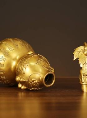 百福葫芦黄铜摆件工艺品工厂直发可开盖纳物存取家居客厅摆件装饰