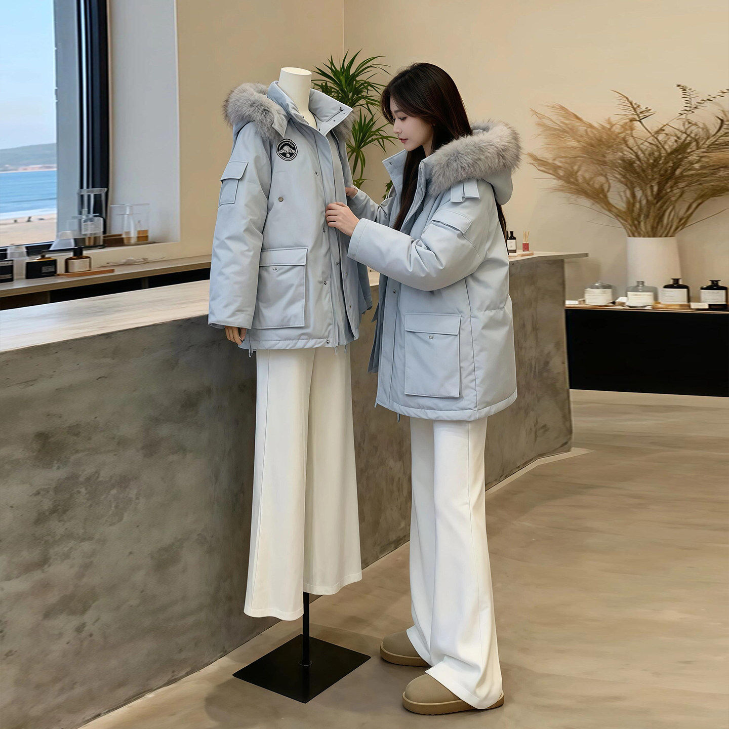 冰岛极夜毛毛内胆大毛领派克服女棉服2025新款加绒工装厚外套棉衣,淘宝优惠券,粉丝福利购,淘宝优惠卷