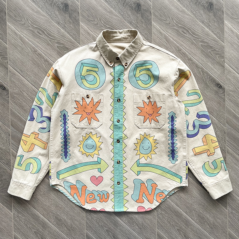 TUFF CROWD button collar printing jacket手绘涂鸦衬衫夹克 - 图2