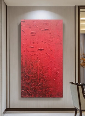 MHD纯手绘红色高级感高端玄关走廊装饰画背景墙画立体挂画酒店画