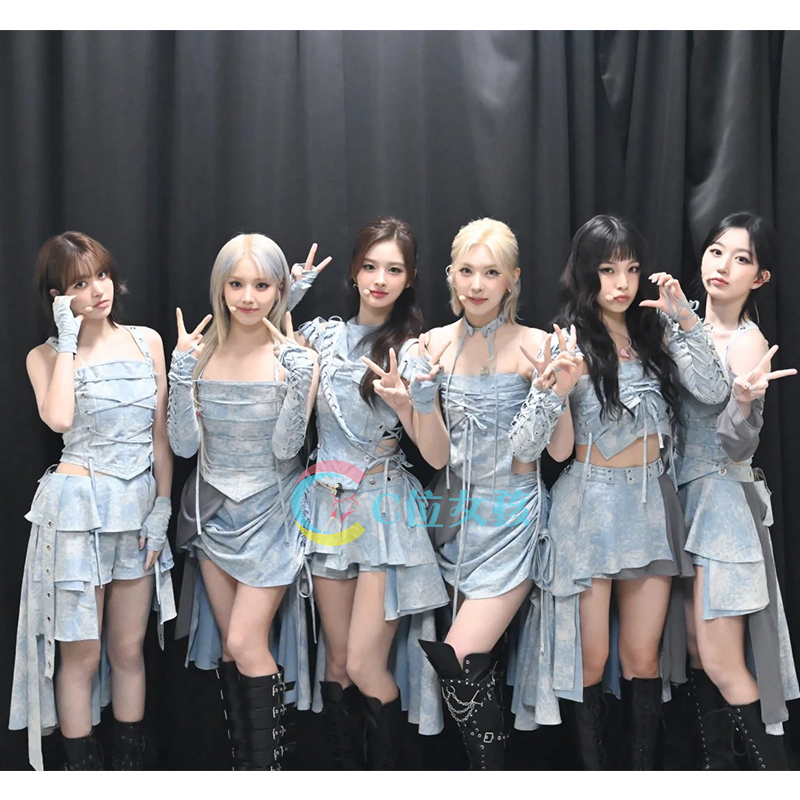 nmixx女团同款beat beat打歌服爵士舞kpop表演出舞台服不规则套装 - 图1