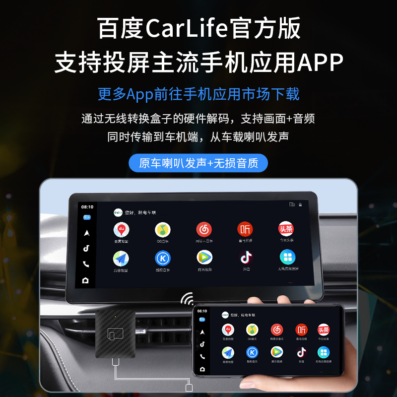 适用于无线CarLife适配奥迪A4L/A6L/Q3/Q5 三星vivooppoUSB转换盒 - 图2