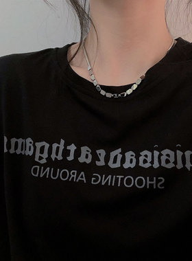 LOVE字母钛钢项链小众设计感女简约百搭蛇骨链质感卫衣链男潮饰品