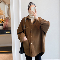 Pregnant woman blouses autumn and winter loose large code light core suede shirt jacket fall long sleeve casual gestation dress with autumn linings