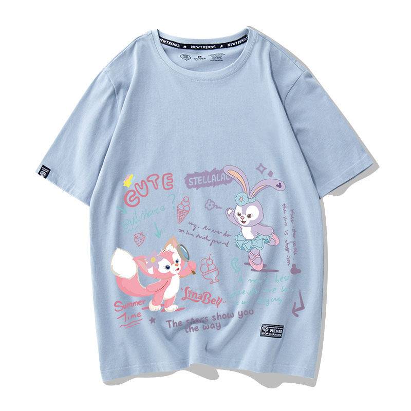 星黛露联名玲娜贝儿短袖T恤女卡通涂鸦设计感小众纯棉姐妹闺蜜装