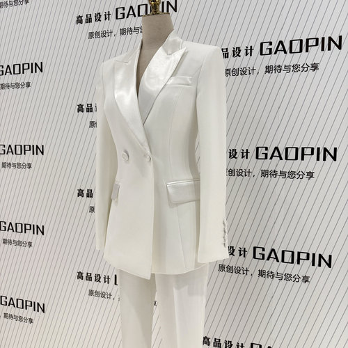 2026春秋新款白色西装套装女职业修身显瘦面试活动宴会主持人西服 - 图1