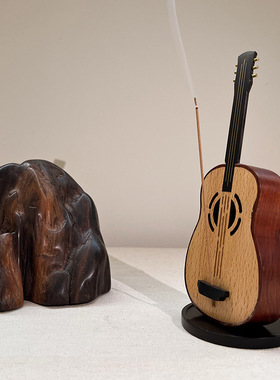 创意melody吉他蓝牙音响摆件实木质手工艺礼品香插音乐爱好者礼物
