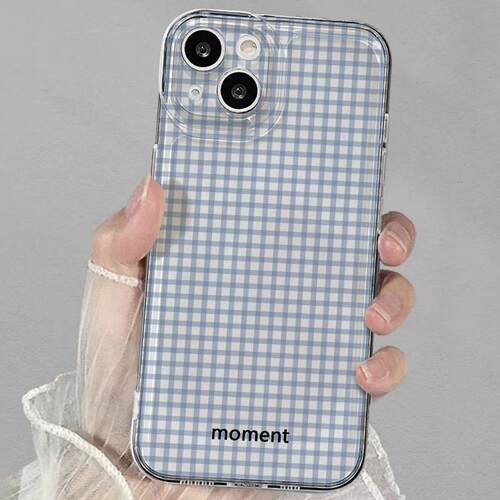ins蓝格子适用苹果16promax手机壳iPhone15pro新款12华为mate70全包p70小米14软壳vivooppo荣耀11红米note13 - 图1