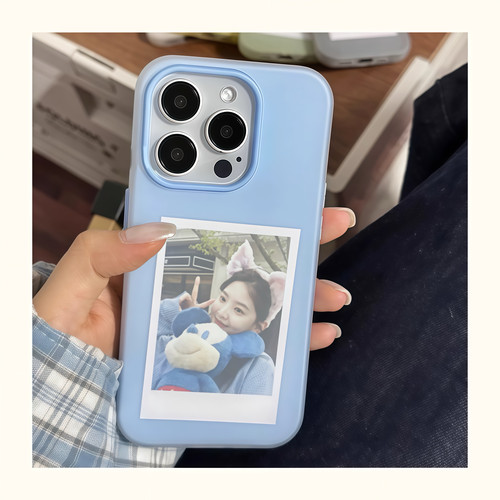 ins风纯色磨砂适用iphone16手机壳苹果15promax新款14情侣13二合一12简约可放DIY照片17硅胶防摔15plus全包软 - 图2