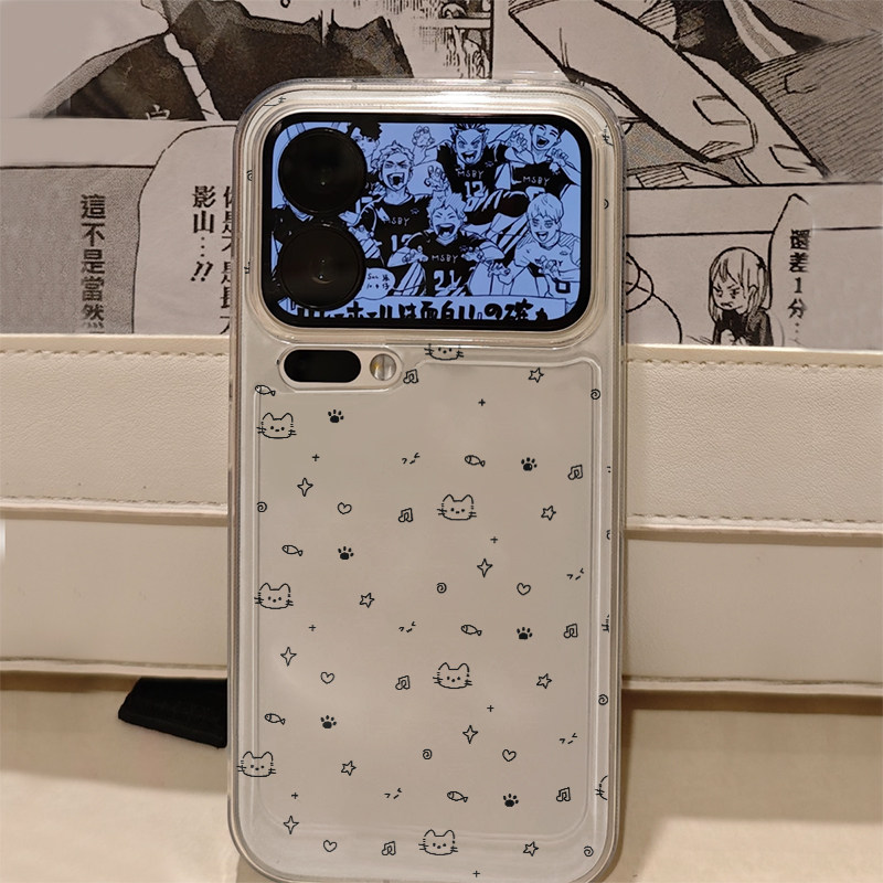 线条星星小猫适用iphone17promax手机壳15苹果16透明13华为mate70卡通vivox200小米14防摔oppo红米k80荣耀300 - 图3