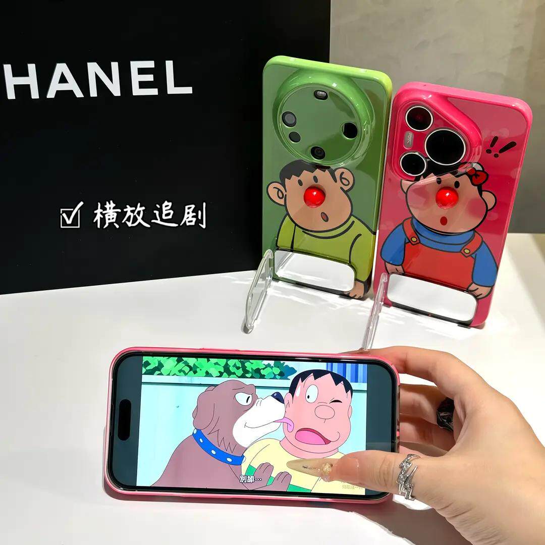 红鼻胖虎适用iPhone16promax手机壳苹果13菲林14华为p70卡通vivox200小米15镜面支架oppo红米k80硬壳12新款11 - 图2