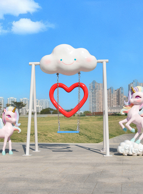 户外卡通马雕塑彩色独角马