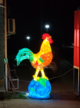 龙虾炒鸡店门口网红打卡玻璃钢雕塑摆件商场店铺景区民宿引流装饰