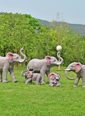 玻璃钢仿真大象雕塑园林摆件招财