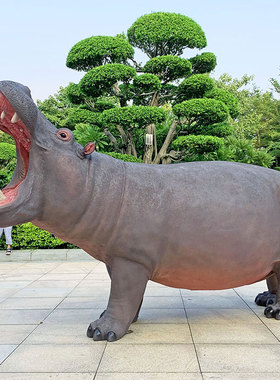 仿真动物大河马玻璃钢园林景观