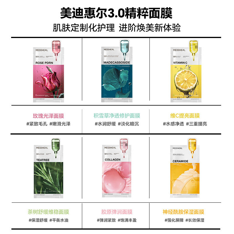 【百亿补贴】美迪惠尔官方旗舰店精研系列面膜美白抗皱控油正品