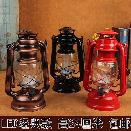 包郵復古LED煤油燈戶外手提馬燈營地燈軟裝飾老式帳篷燈桅燈風燈