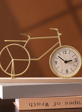 创意自行车时钟摆件高级感艺术风