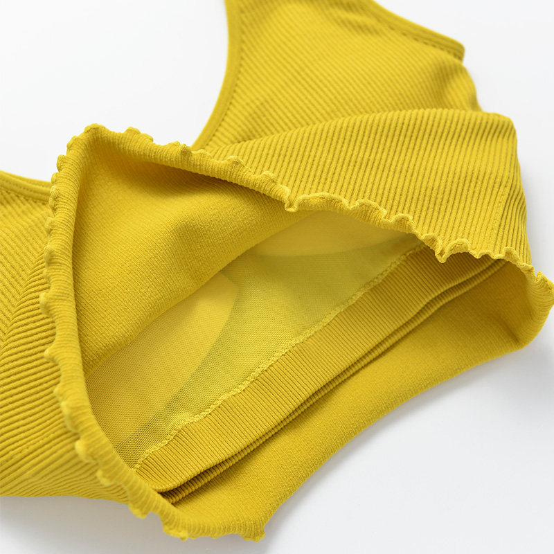 外穿背心式运动文胸，瑜伽室健身房带胸垫内衣木耳边纯色,淘宝优惠券,粉丝福利购,淘宝优惠卷