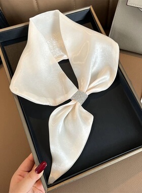 高定版春夏串珠条纹丝巾极简韩系高级感女氛围感飘带系脖装饰T134