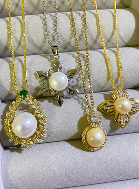 珍珠项链轻奢微镶锆石女