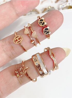 欧美新款炉内金钛钢大牌贝母戒指