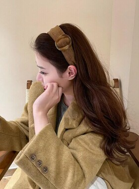 美拉德风大女主驾到~法式复古复古圆环宽边发箍~增高颅顶不勒头 ~