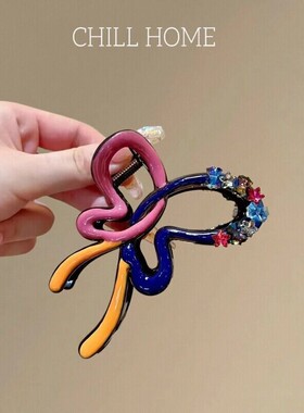 粉绿蝴蝶彩色波点抓夹少女感满满！后脑勺盘发抓夹不滑落发夹发饰