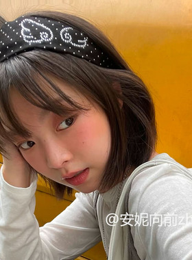 韩系手工diy黑色波点翅膀发箍