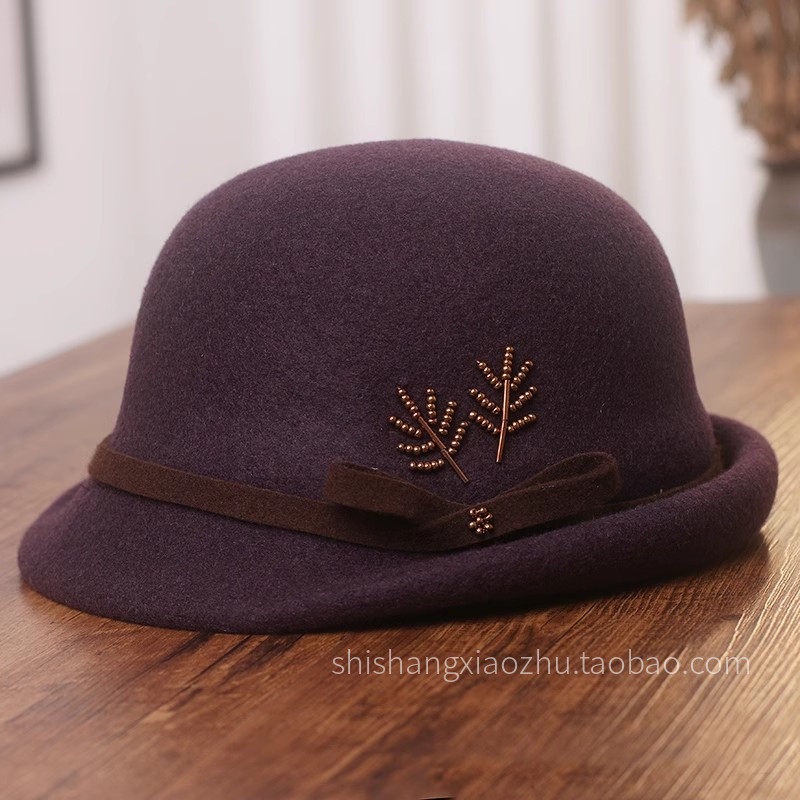 帽子女秋冬高品质羊毛呢卷边礼帽优雅复古贝雷帽气质百搭保暖盆帽,淘宝优惠券,粉丝福利购,淘宝优惠卷