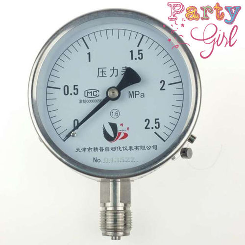 不锈钢压力表Y100B304材质工业用氮气表水压表0-0.1/0.16/0.25mpa - 图0