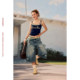 BeerBro Escape to the West Coast Retro distressed washed star print pants denim ຮູສະຫມໍ່າສະເຫມີ