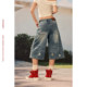 BeerBro Escape to the West Coast Retro distressed washed star print pants denim ຮູສະຫມໍ່າສະເຫມີ