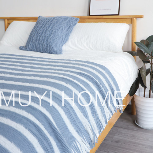 北欧网红毛绒针织盖毯办公室午睡毯民宿床尾毯床搭沙发毯休闲毯子 - 图0