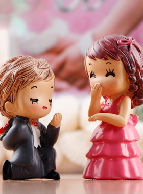 多肉植物花盆摆件求婚公仔结婚男女情侣老爷爷奶奶微景观装饰配件