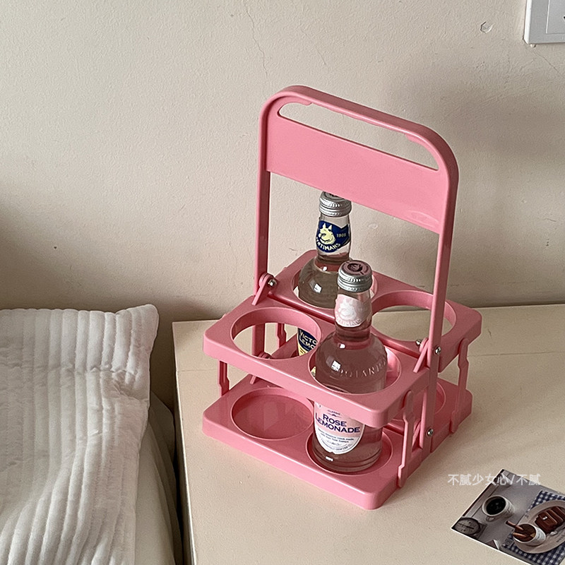 折叠饮料架ins法式复古杯架露营野餐置物架糖果色手提啤酒收纳架,淘宝优惠券,粉丝福利购,淘宝优惠卷