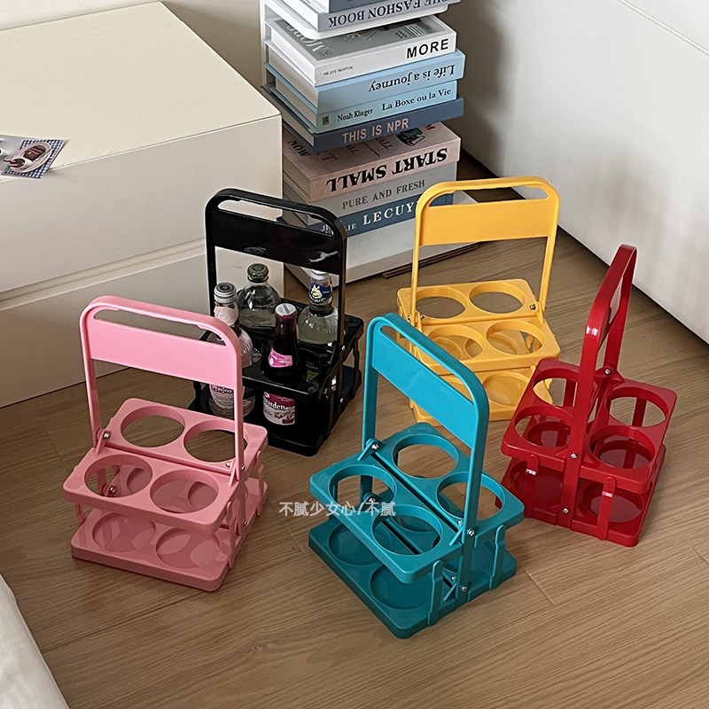 折叠饮料架ins法式复古杯架露营野餐置物架糖果色手提啤酒收纳架,淘宝优惠券,粉丝福利购,淘宝优惠卷
