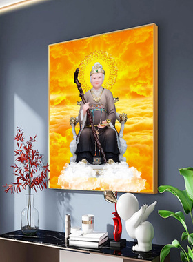 黑老太太画像挂画黑妈妈家用实木裱框装饰家用供奉晶瓷画中堂壁画