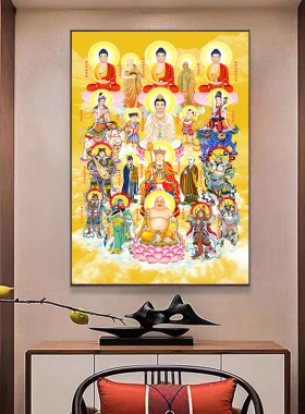 裱框佛堂是万佛图挂画