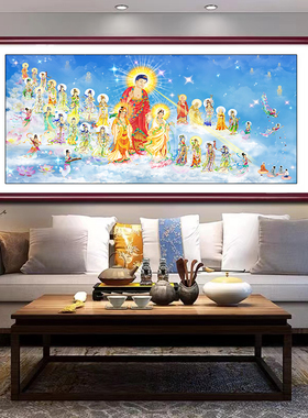 西方接引挂画竖版极乐世界全景图