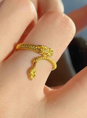 神龙摆尾本命年戒指女小众设计高级独特食指戒新款时尚个性开口戒