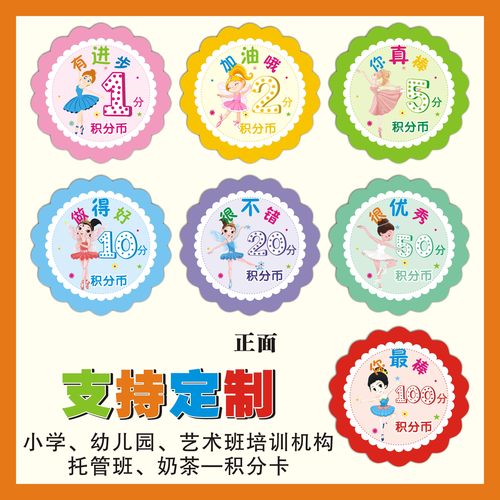 现货学生积分卡儿童奖励卡定制舞蹈积分卡积分币艺术培训班分值卡 - 图0